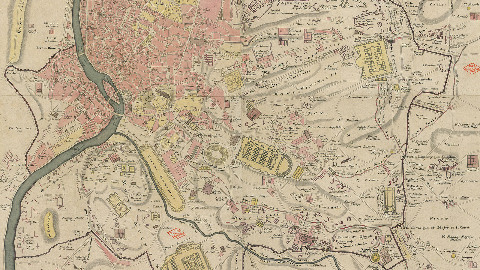 Detail of an 18th century map of Rome