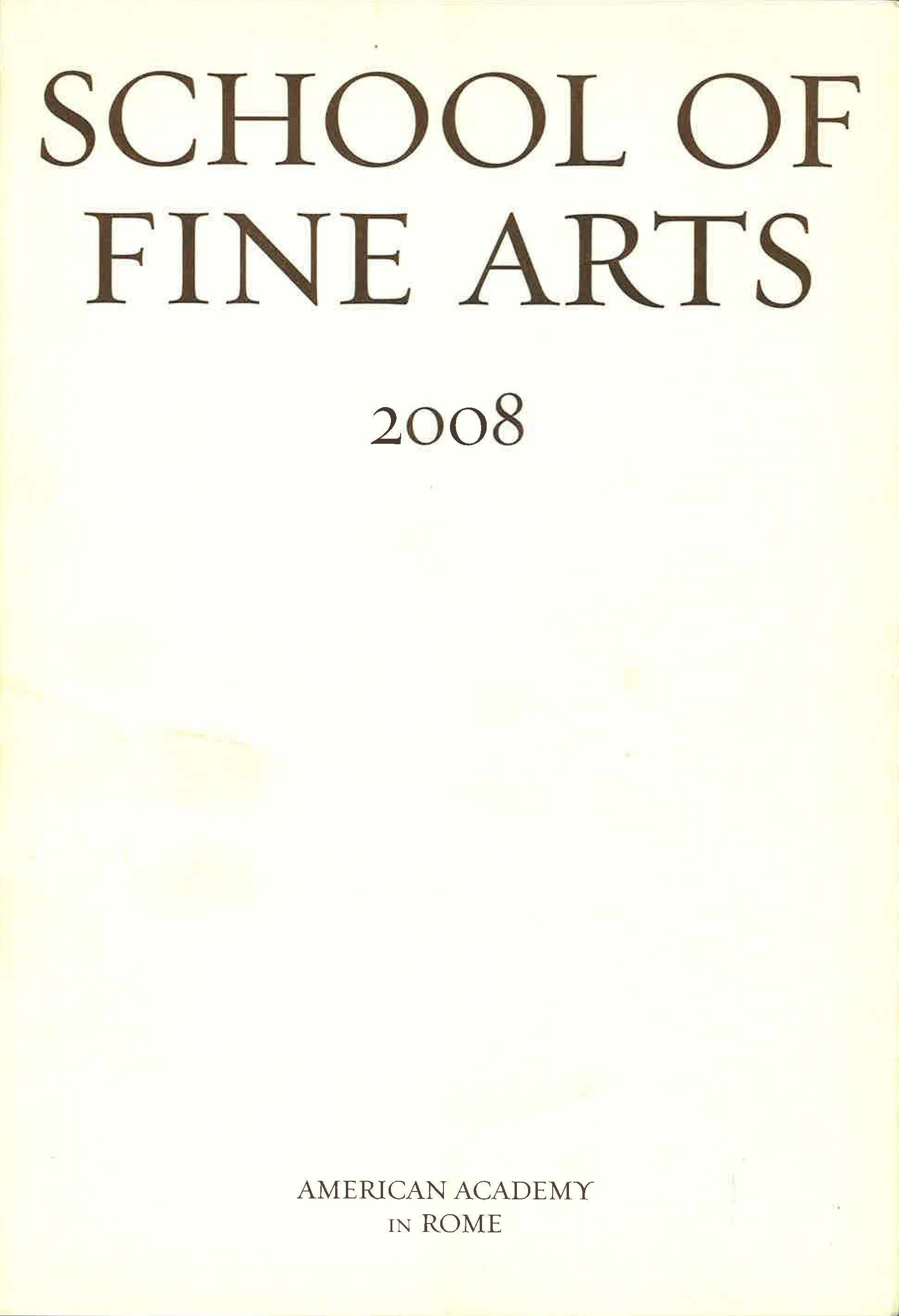 School of Fine Arts 2008 - book cover School of Fine Arts 2008 - book cover