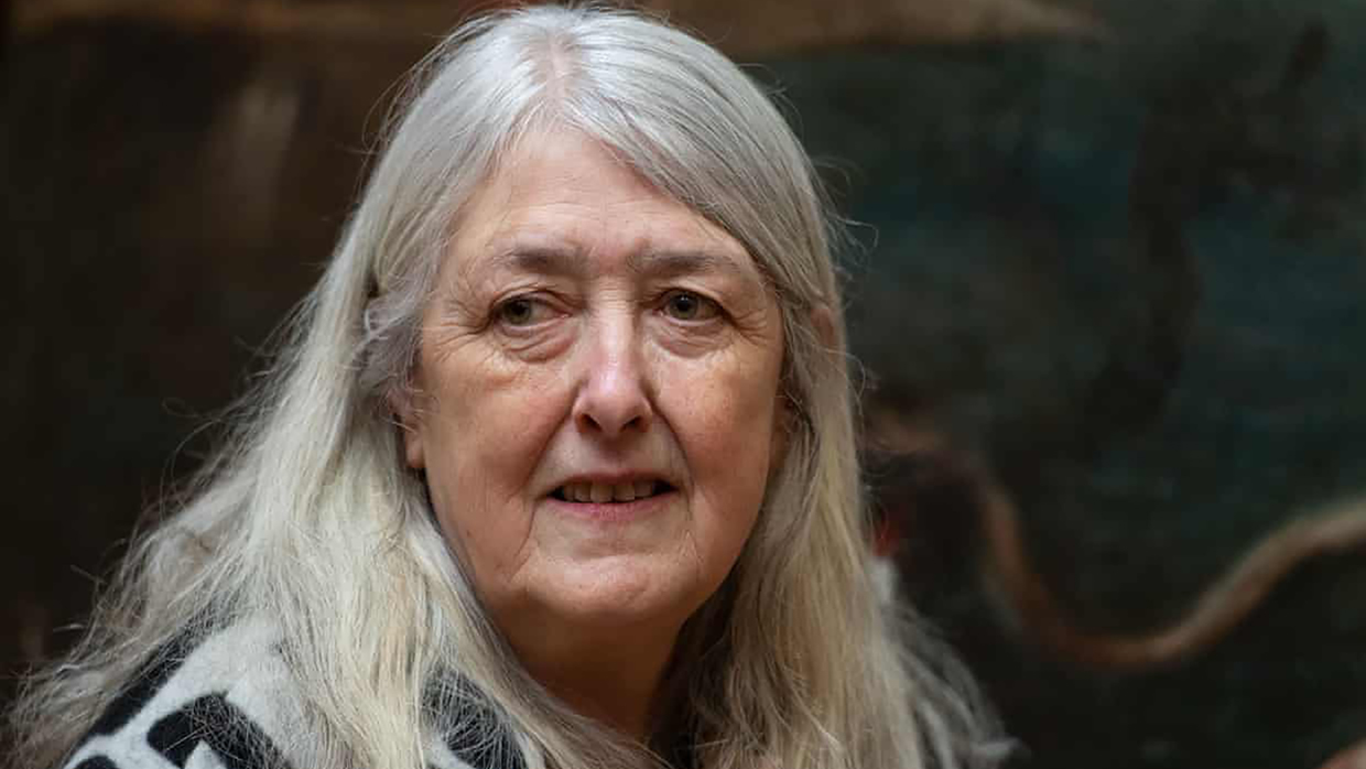 Color photograph of the head and shoulders of Mary Beard