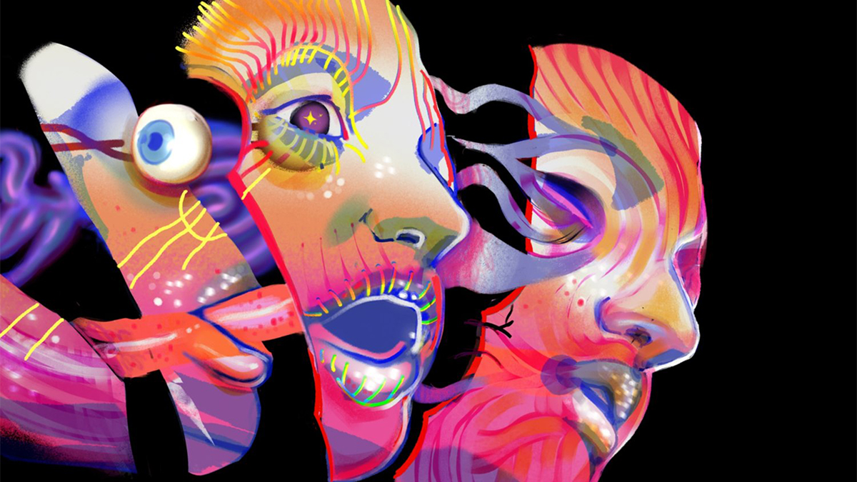 Strange digitally illustrated color faces