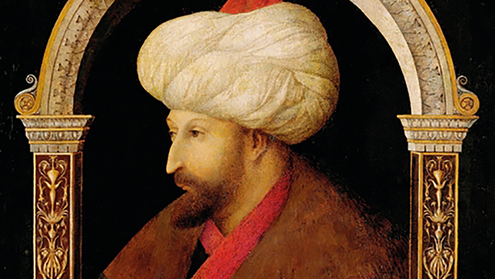 Detail of the cover of Elizabeth Rodini’s book on Gentile Bellini’s portrait of Sultan Mehmed II